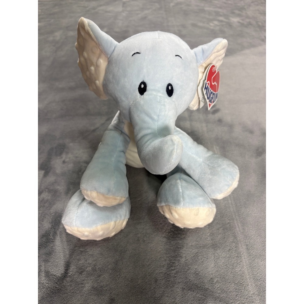 Hugfun Unisex Plush Elephant 12 Inch Light Blue Textured Ears AL0332